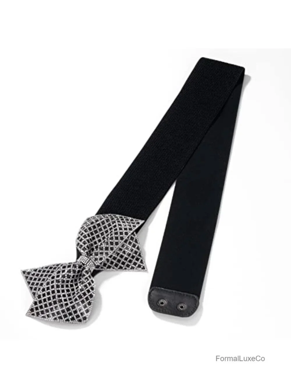 Rhinestone Bow Belt Wide Elastic Stretchy Cinch Waist Belt Women Dress Belt